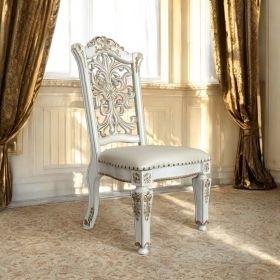 Vendome Synthetic Leather & Antique Pearl Finish Side Chair (Set of 2)