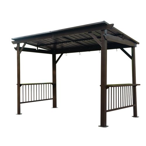 6.5x12FT Hardtop Grill Gazebo, Outdoor BBQ Gazebo with 2 Side Shelves and Sloping Galvanized Steel Roof 6.5x12FT Hardtop Grill Gazebo, Outdoor BBQ Gazebo with 2 Side Shelves and Sloping Galvanized Steel Roof