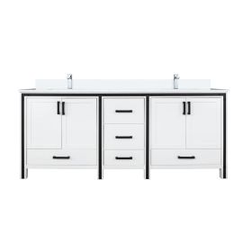 White Double Bath Vanity 72 in. W x 22 in. D, Cultured Marble Top and Faucet Set