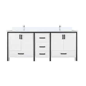 White Double Bath Vanity 72 in. W x 22 in. D, White Quartz Top and Faucet Set