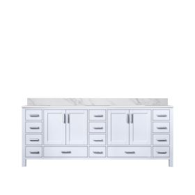 White Double Bath Vanity 84 in. W x 22 in. D, with Carrara Marble Top