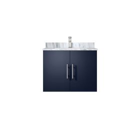 Navy Blue Bath Vanity 24 in. W x 22 in. D, Carrara Marble Top, and Faucet Set