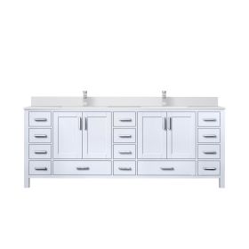 White Double Bath Vanity 84 in. W x 22 in. D, White Quartz Top, and Faucet Set