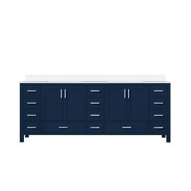 Navy Blue Double Bath Vanity 84 in. W x 22 in. D, with White Quartz Top
