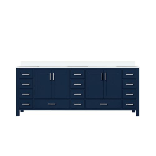 Navy Blue Double Bath Vanity 84 in. W x 22 in. D, with White Quartz Top