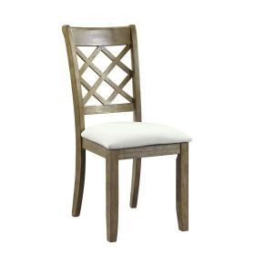 Karsen Beige Linen & Rustic Oak Finish Side Chair (Set of 2)