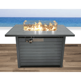 25'' H x 42'' W Steel Propane Outdoor Fire Pit Table with Lid