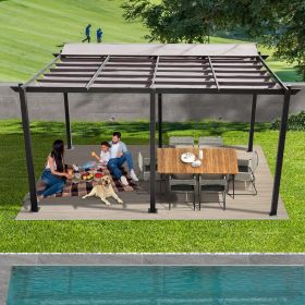 11 X 16 FT Outdoor Living Outdoor Retractable Pergola with Weather-Resistant Canopy Aluminum Garden Pergola Patio Grill Gazebo for Courtyard -Dar