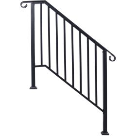 Handrails for Outdoor Steps, Fit 3 or 4 Steps Outdoor Stair Railing, Picket#3 Wrought Iron Handrail, Flexible Porch Railing