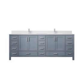 Dark Grey Double Bath Vanity 84 in. W x 22 in. D, Cultured Marble Top, and Faucet Set