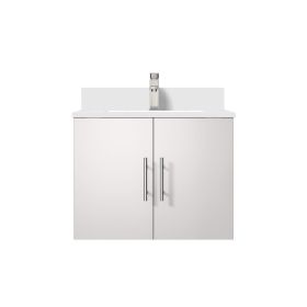 Glossy White Bath Vanity 24 in. W x 22 in. D, Cultured Marble Top, and Faucet Set