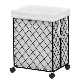 Laundry Basket with Wheels, Rolling Laundry Hamper, Detachable and washable lining, metal frame, suitable for bedrooms, bathrooms, laundry rooms