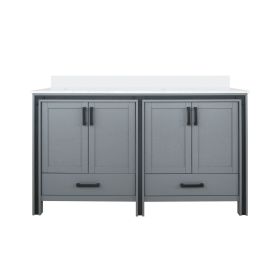 Dark Grey Double Bath Vanity 60 in. W x 22 in. D, with White Quartz Top
