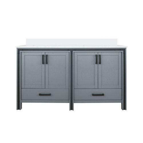 Dark Grey Double Bath Vanity 60 in. W x 22 in. D, with White Quartz Top