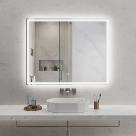 50"x40" Modern LED Smart Mirror Bathroom Mirror, Front Lit & Back Lit With 3 Color Adjustable, Memory Function, Anti-Fog