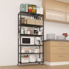 FCH six-layer segmented with 2'' rubber wheels M8 adjustable feet 1 side cone hook Freely adjustable layer spacing display stand iron 90*40*185cm