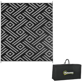 Outsunny Reversible Outdoor Rug, 8' x 10' Waterproof Plastic Straw Floor Mat, Portable RV Camping Carpet with Carry Bag, Large Floor Mat for Back