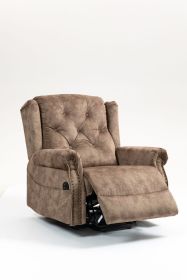Power Lift Recliner Chair for Adults, Comfortable Velvet Reclining Chairs with Arms, Side Pockets and Adjustable Tufted Wing Back (Color: as Pic)