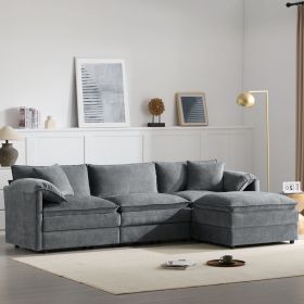 [VIDEO]103.5" Chenille Modular Sectional Sofa with Deep and Wide Seat,L Shaped Cloud Couch Set with Double Cushions,4 Seat Sofa with Movable Otto (Color: as Pic)
