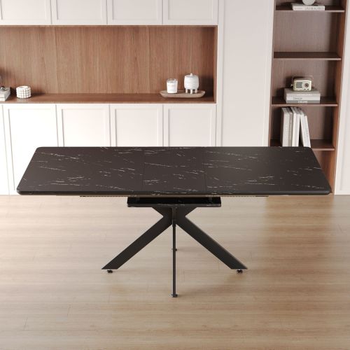 62.4" Extendable 78.15"Very large Grey Dining Table Modern Mid-Century Kitchen Table Set for Dining Room, party Table,Conference table