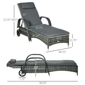 Rattan Chaise Lounge Chair (Color: as picture)