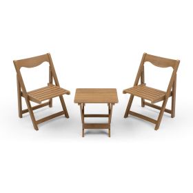 HIPS Outdoor Bistro Set  Foldable Table & 2 Chairs, Rectangular Shape (Option: Teak)